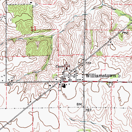 Topographic Map of Frytown Cemetery, IA