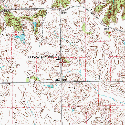 Topographic Map of Saint Peter and Pauls Catholic Cemetery, IA