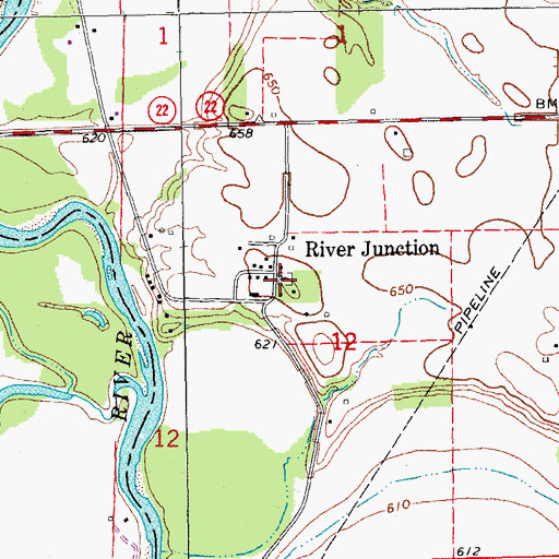 Topographic Map of River Junction Cemetery, IA