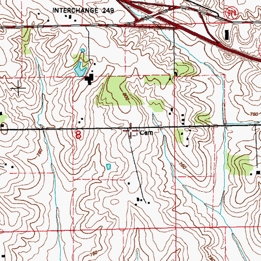 Topographic Map of Brick Chapel Cemetery, IA