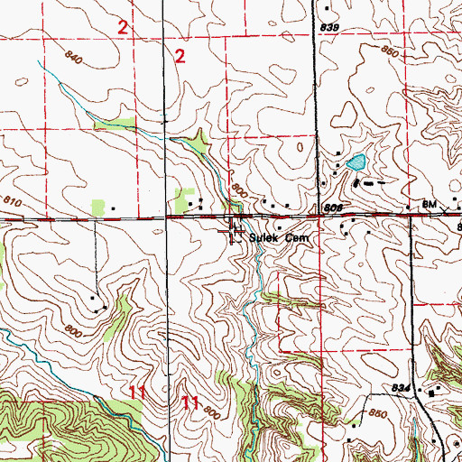 Topographic Map of Sulek Cemetery, IA