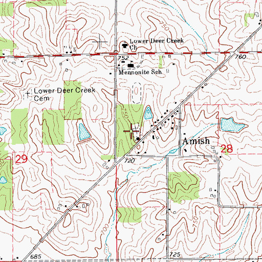 Topographic Map of Pleasant Hill Cemetery, IA