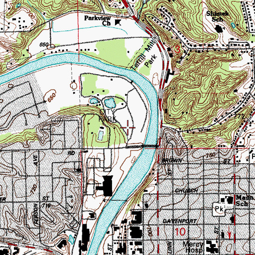 Topographic Map of Iowa City City Park, IA
