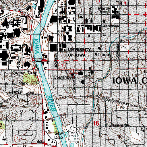Topographic Map of Johnson County Courthouse, IA