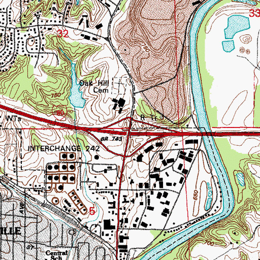 Topographic Map of Interchange 242, IA