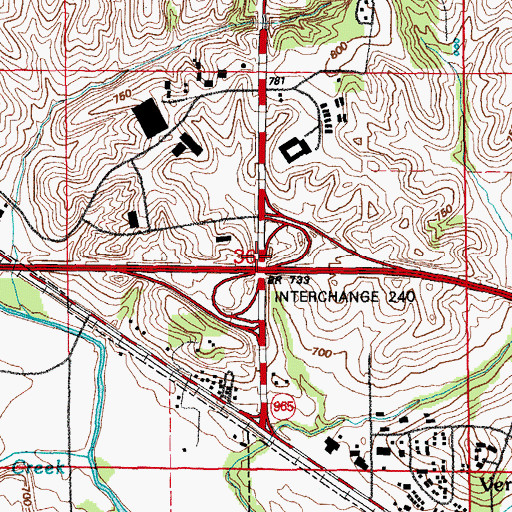Topographic Map of Interchange 240, IA