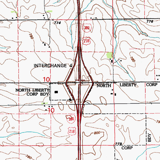 Topographic Map of Interchange 4, IA
