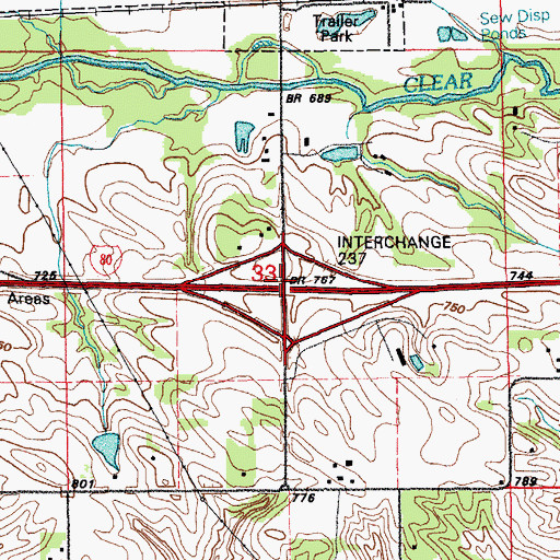 Topographic Map of Interchange 237, IA