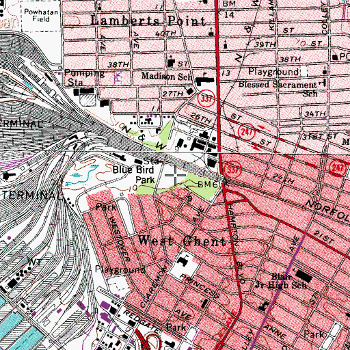 Topographic Map of Blue Bird Park, VA