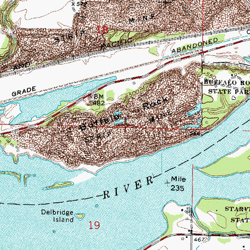 Topographic Map of Buffalo Rock Mine (historical), IL