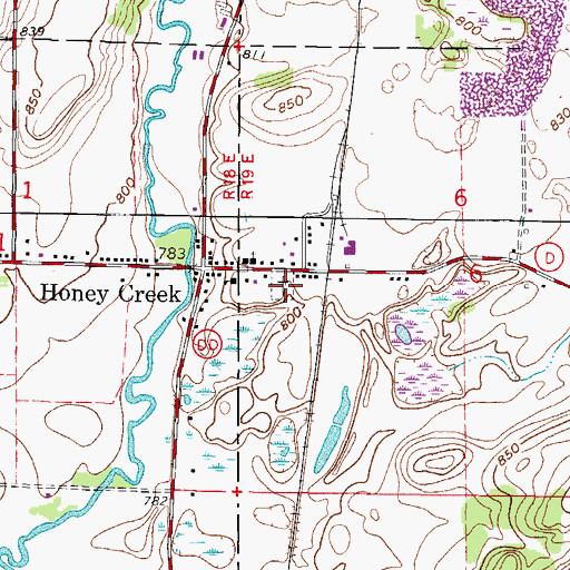 Topographic Map of Honey Creek Cemetery, WI
