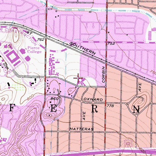 Topographic Map of Calvert Street Elementary School, CA