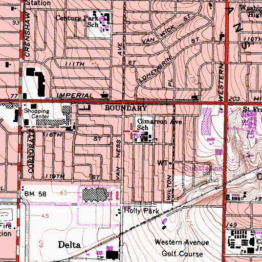 Topographic Map of Cimarron Elementary School, CA