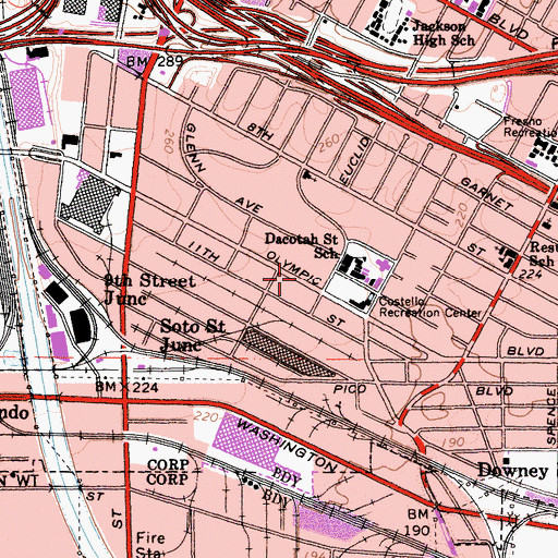 Topographic Map of Dena Elementary School, CA