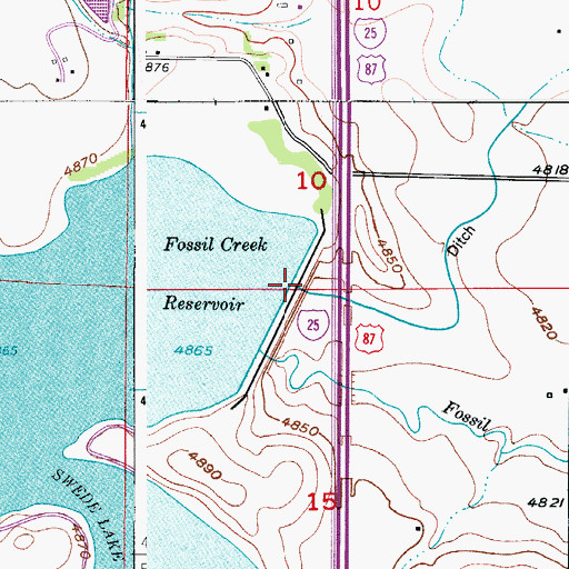 Topographic Map of Fossil Creek Dam, CO