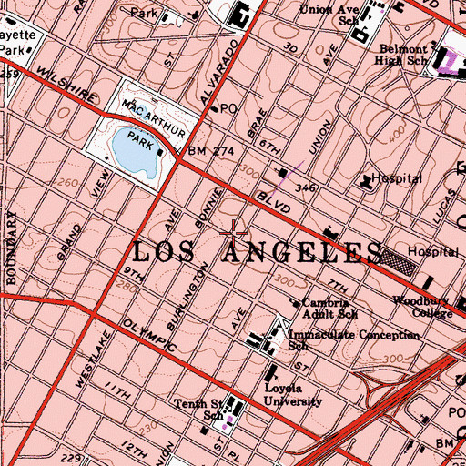 Topographic Map of Esperanza Elementary School, CA