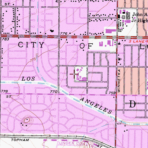 Topographic Map of Fullbright Elementary School, CA