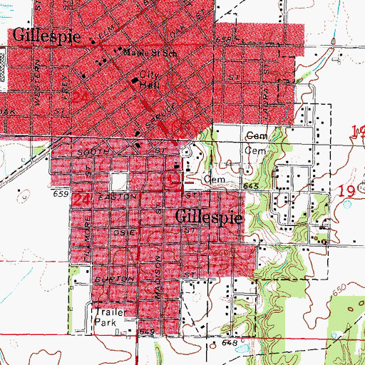 Topographic Map of Gillespie City Cemetery, IL
