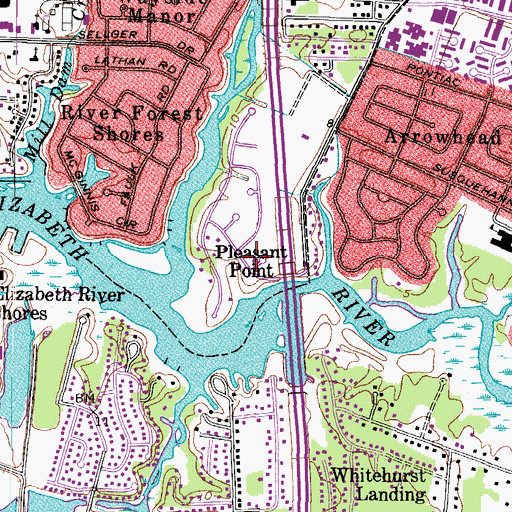 Topographic Map of Pleasant Point, VA