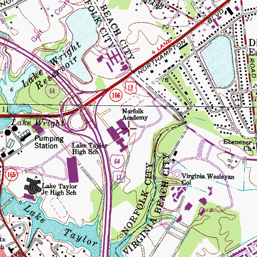Topographic Map of Norfolk Academy, VA