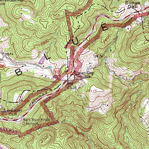 Topographic Map of Shags Gap Overlook, VA