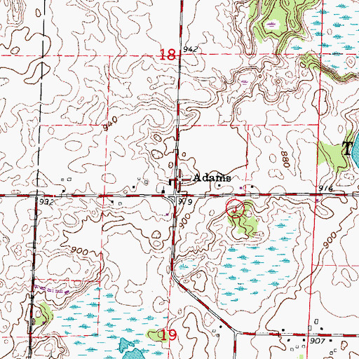 Topographic Map of Adams Cemetery, WI