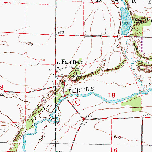 Topographic Map of Fairfield Cemetery, WI