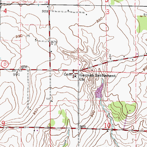 Topographic Map of German Settlement Cemetery, WI