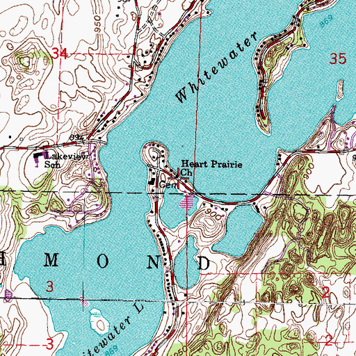 Topographic Map of Norwegian Evangelical Lutheran Heart Prairie Church Cemetery, WI