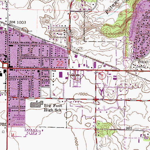 Topographic Map of Walworth Center Cemetery, WI
