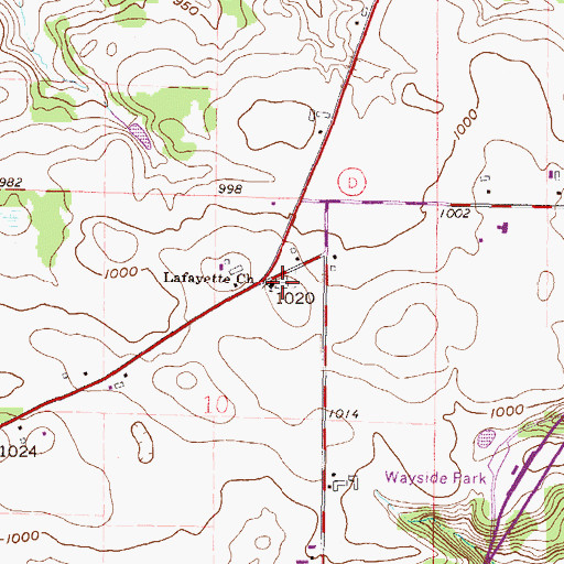 Topographic Map of White Oak Cemetery, WI