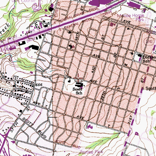 Topographic Map of Scott Elementary School, TX
