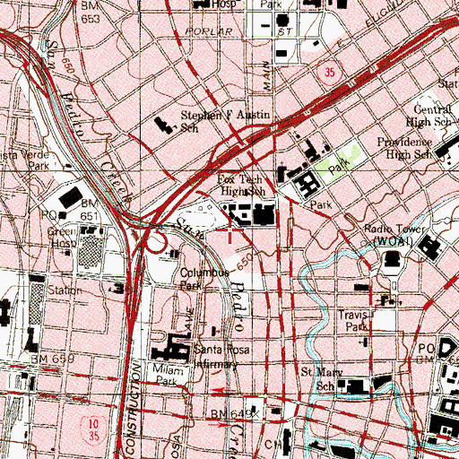 Topographic Map of Adelante Academy, TX