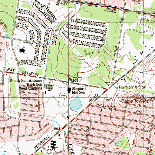 Topographic Map of Alan B Shepard Middle School, TX