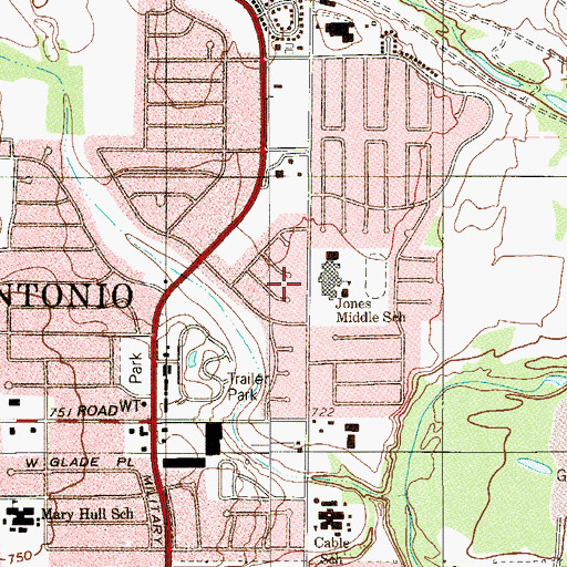 Topographic Map of Anson Jones Middle School, TX