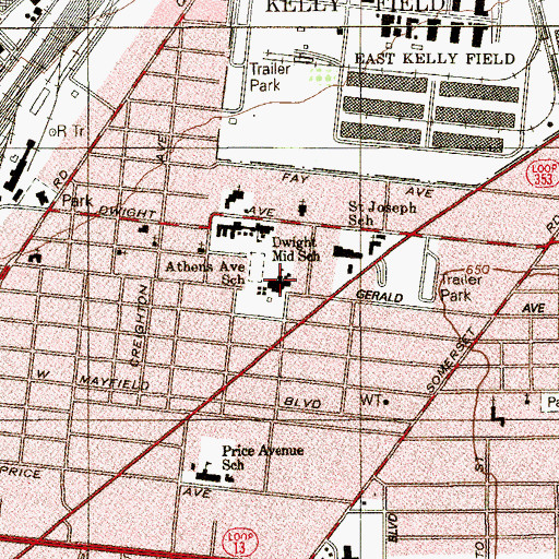Topographic Map of Athens Elementary School, TX