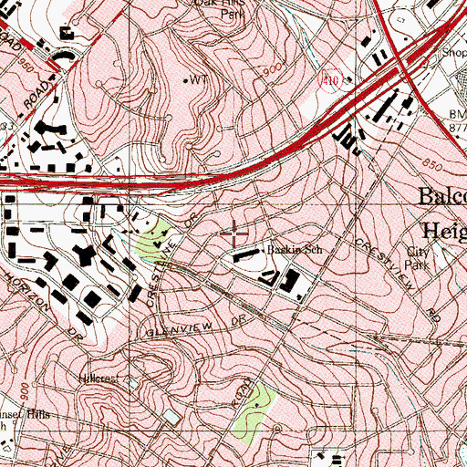 Topographic Map of Baskin Elementary School, TX