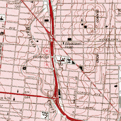 Topographic Map of Beacon Hill Elementary School, TX