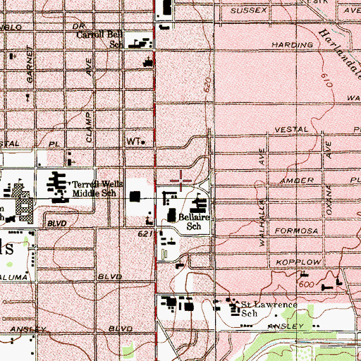 Topographic Map of Bellaire Elementary School, TX