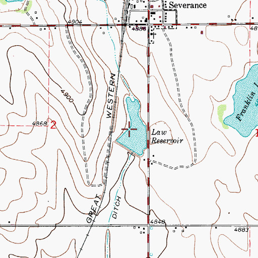 Topographic Map of Law Reservoir, CO