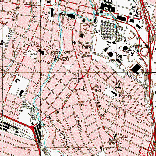 Topographic Map of Bonham Elementary School, TX