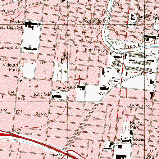 Topographic Map of Brewer Elementary School, TX