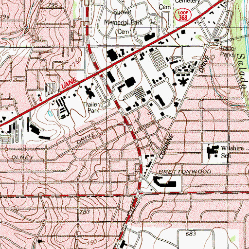 Topographic Map of Building Alternative Charter School, TX