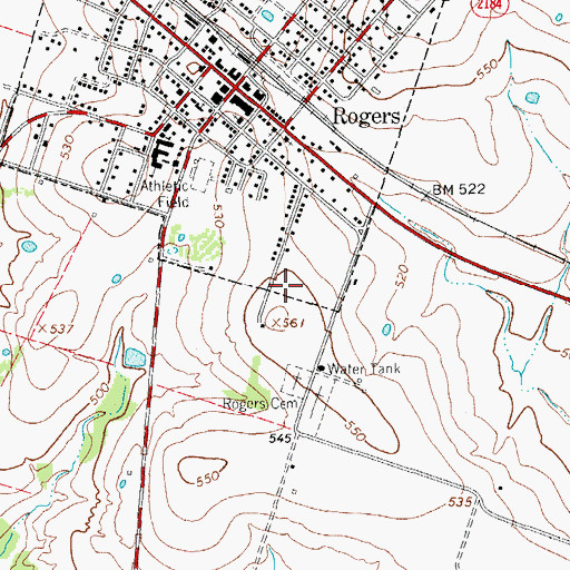 Topographic Map of Rogers Elementary School, TX