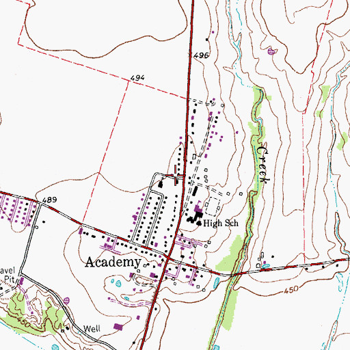 Topographic Map of Academy Elementary School, TX