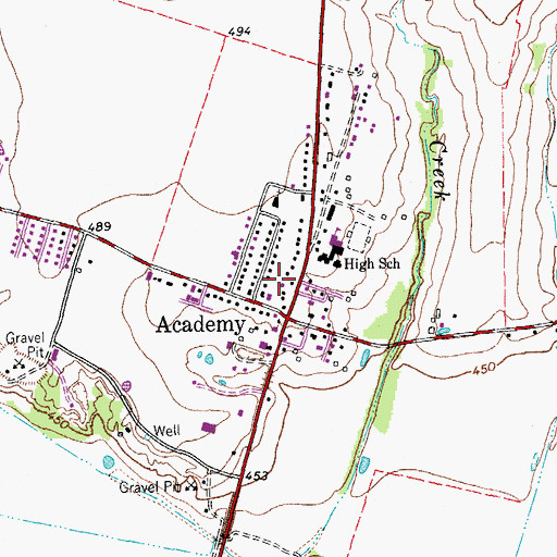 Topographic Map of Academy Junior High School, TX