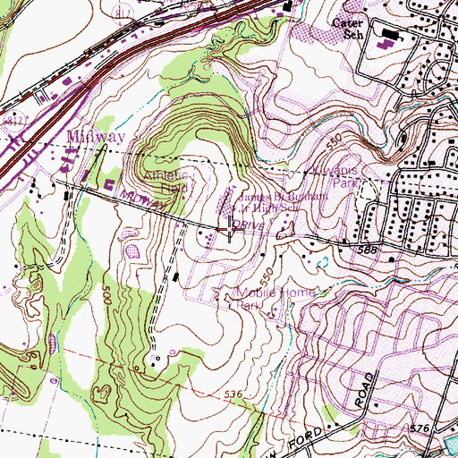 Topographic Map of Bonham Middle School, TX
