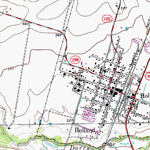 Topographic Map of Bowman Middle School, TX