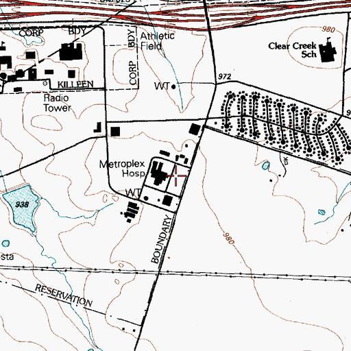 Topographic Map of Cedar Crest Alternative School, TX