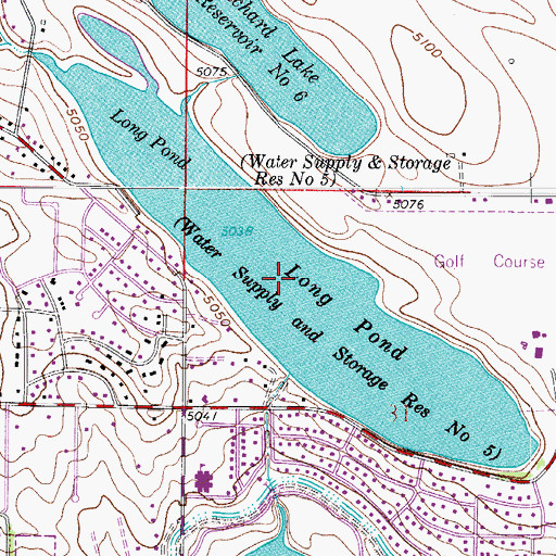 Topographic Map of Long Pond Reservoir, CO
